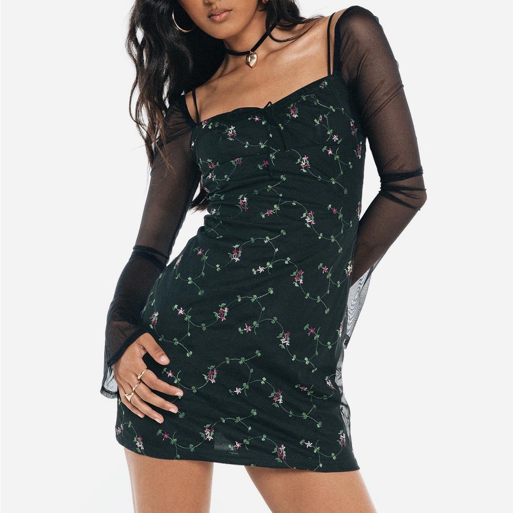 Princess Polly Black Floral Mini Dress